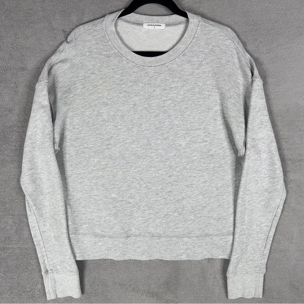 Perfectwhitetee Tyler French Terry Sweatshirt Women's Small Heather Gray Relaxed - Picture 2 of 12
